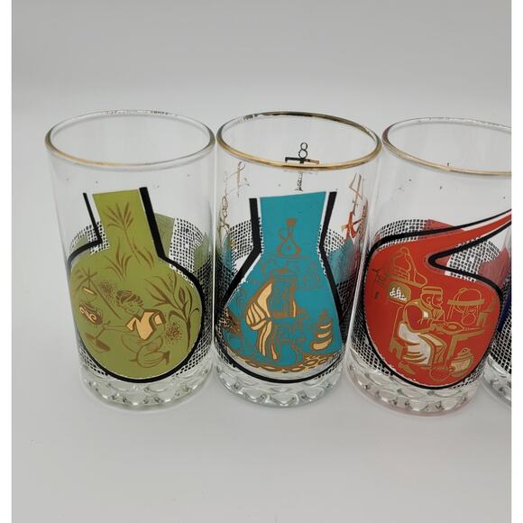 Vintage Roerig Pfizer Pharmaceutical Promo Glasses Set of 6 MCM 1960's READ - Picture 4 of 10